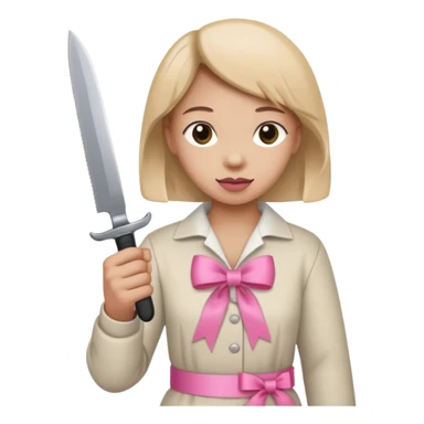 the handle of the knife is tied with a pink ribbon sticker