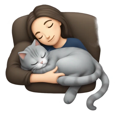 Grey kitty sleeping on brunette white girl's lap sticker