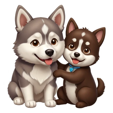 Husky and chocolate lab hanging together  sticker