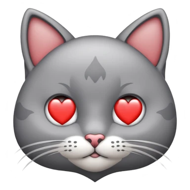 Crear un sticker de un gatito que es gris y blanco (es chiquito) con corazón en los ojos  sticker