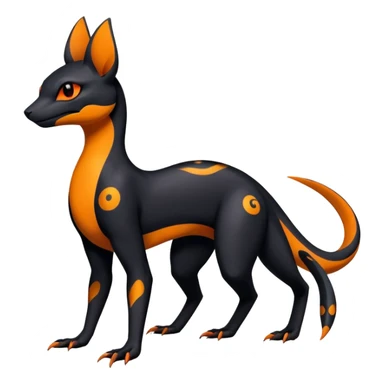 Colorful Exotic Black and Orange Salandit-Umbreon-Fakémon-hybrid-creature (full body)  sticker