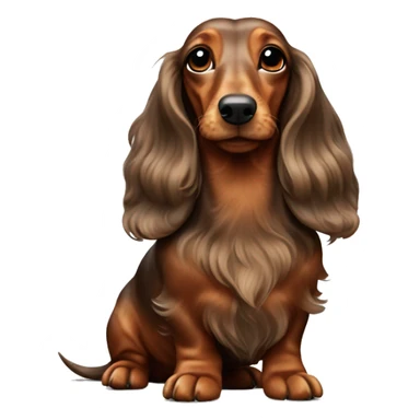 cheerful long-haired brown marble dachshund in full height on the side sticker