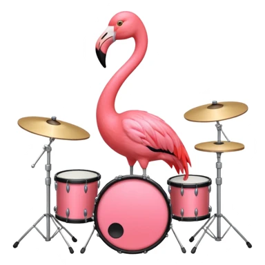 Black flamingo playing drums sticker