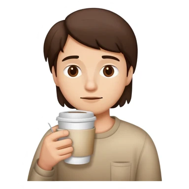 face half asleep with coffee cup sticker