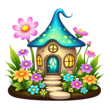 fairy garden with glowing flowers sticker