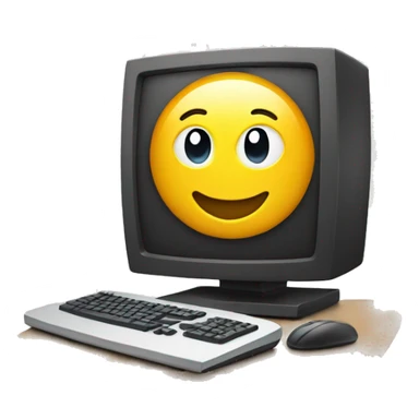 a computer with smiling face sticker