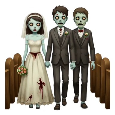 Zombie couple on wedding day sticker