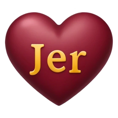 Burgundy heart with the letters Jer in the middle  sticker