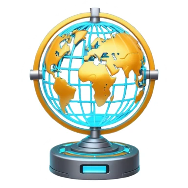 connected tech nodes, gear, globe sticker