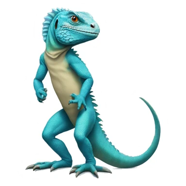 standing on feet blue iguana  sticker