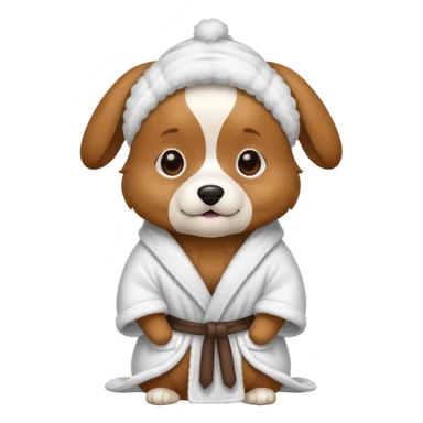 Dog wearing a bath robe sticker