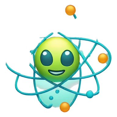 Atom cartoon for neon atom sticker