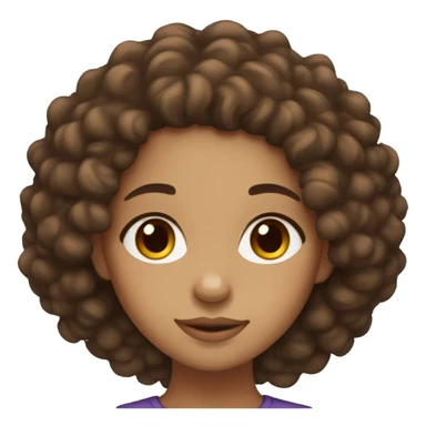 lightskin girl with brown curly hair and brown eyes sticker