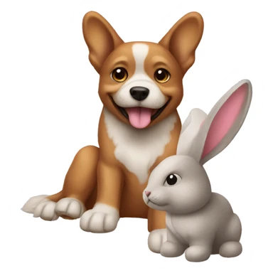Dog with rabbit toy sticker