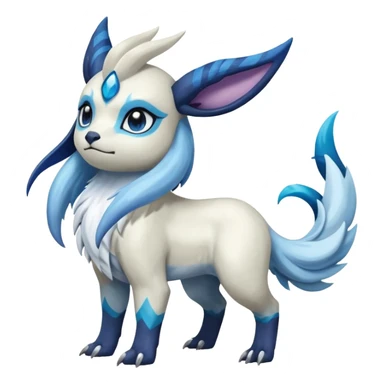 Scaly cute realistic painted Asian graceful Absol-Cobalion-Glaceon-Suicune-Amaura-fusion sticker