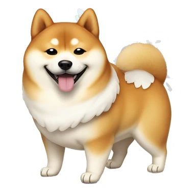 Fat Shiba inu smiling with angel wings on his body  sticker