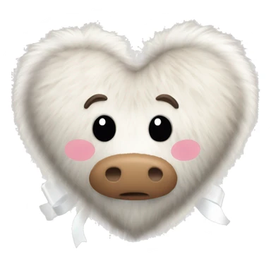 Cowhide fuzzy heart with white ribbon sticker