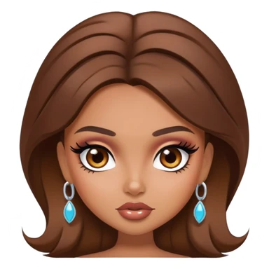 pretty bratz baddie, brown hair, brown eyes,  with makeup sticker