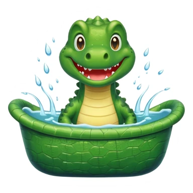 Cute crocodile is showing in the bath tub sticker