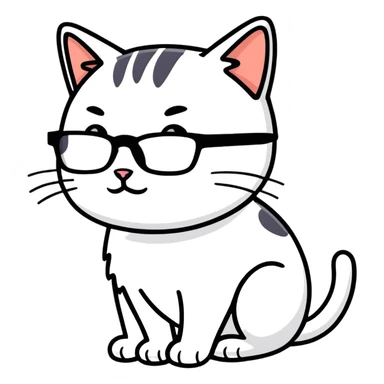 Cat with black glasses  sticker