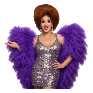 drag queen with feather boa and sparkling dress sticker