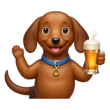 a sausage Dog drinking a beer sticker