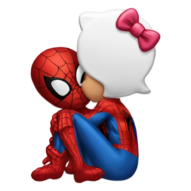 spiderman kissing hello kitty sticker