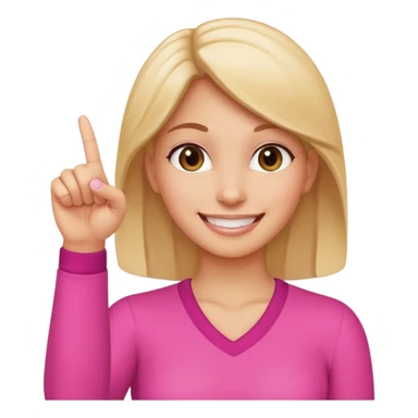 woman holding up her pinky finger while smiling sticker