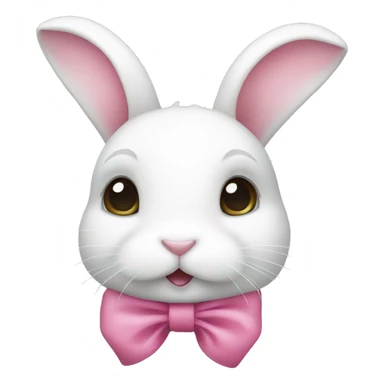 cute little white bunny with a pink bow sticker
