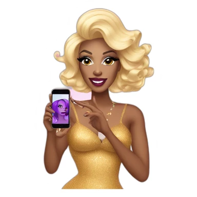 Drag queen making a selfie with an iPhone sticker