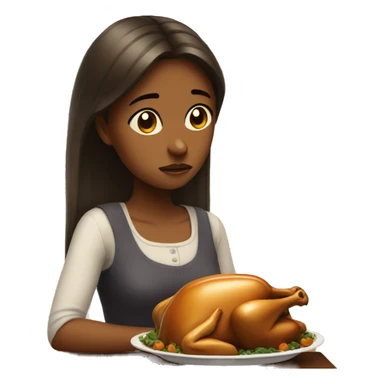 sad girl with thanksgiving food sticker