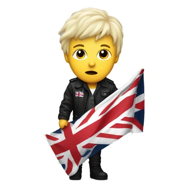 Post punk lead singer holding england Flag sticker