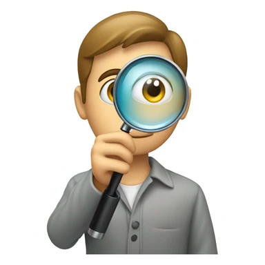 Person looking through magnifying glass sticker