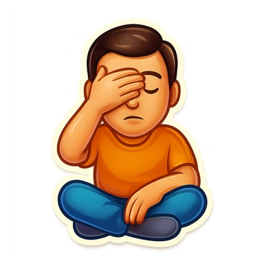 Create an emoji of a man closing his eyes, in the same pose and style as the monkey in the reference image, with a transparent background. sticker