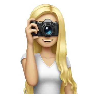 A blonde girl with a camera taking a photo sticker