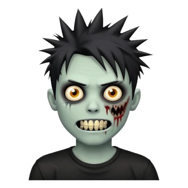 zombie emo boy with spiky hair and grillz with a black shirt sticker