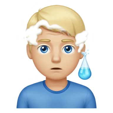 boy with an unpleasant body odor, blond and blue eyes. sticker