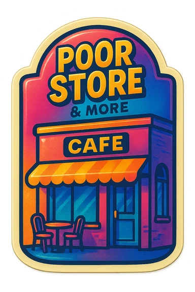 Cafe named poor store & More sticker