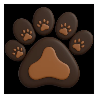 Make the paw print dark brown in microsoft style 3d fluent emojis sticker
