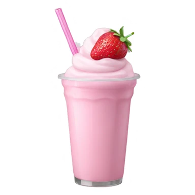 Pastel pink strawberry milkshake with pastel pink straw sticker