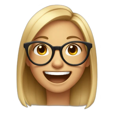 A girl with hair wearing glasses and her eyes are big and laughing  sticker