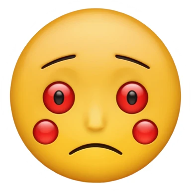 Simple yellow emoji, tired face, red eyes sticker