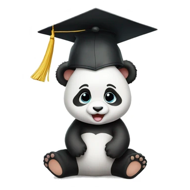 baby panda wearing graduation cap sticker