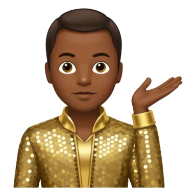 Philip Bailey from Earth, Wind & Fire with dark brown hair, gold sequin outfit sticker