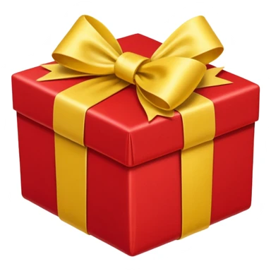 коробка с подарком красного цвета и с желтым бантом sticker