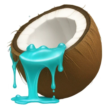 coconut with turquoise water pouring out sticker