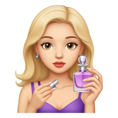 A pretty girl holding perfume and smelling it sticker