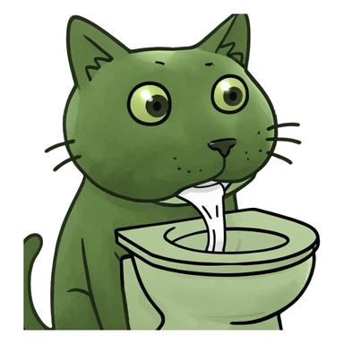 Cat shitting in toilet sticker