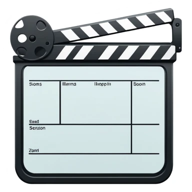 ultra simple film slate outline, black line drawing only, no fill or shading, just essential outlines sticker