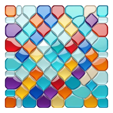 Mosaic icon, colorful stone or glass tiles, intricate patterns, tessellated design, minimalistic style, clean lines, transparent background. sticker